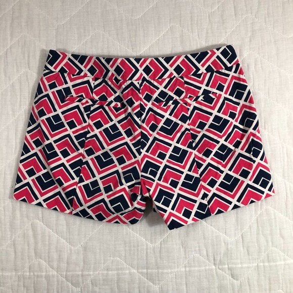 Gap Shorts Womens Size 00 Geometric Pink Blue White Low Rise Canvas 3.5" Inseam - Picture 1 of 15